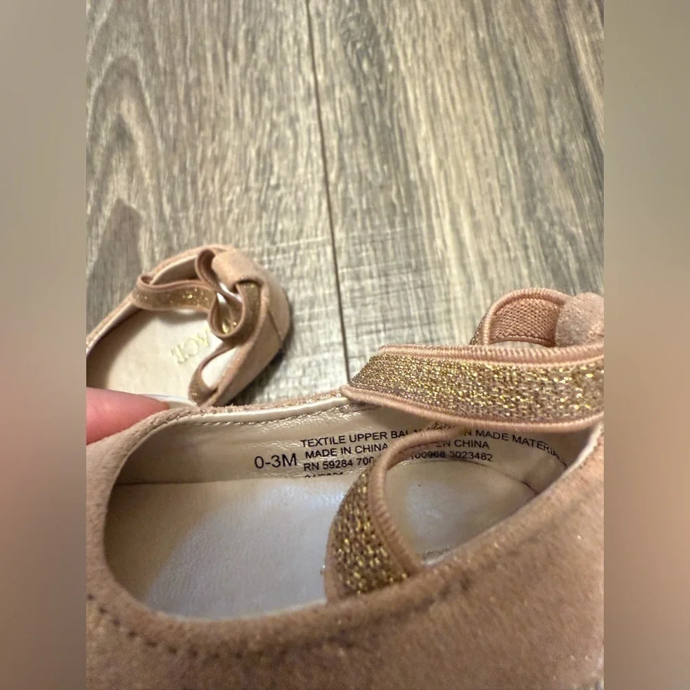 The Children’s Place Baby Girl Shimmer Wrap Ballet Flats Size 0-3 Months